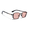 Rectangle Sunglasses for Men & Women (Pink Lens | Black & Golden Frame - MG7843)