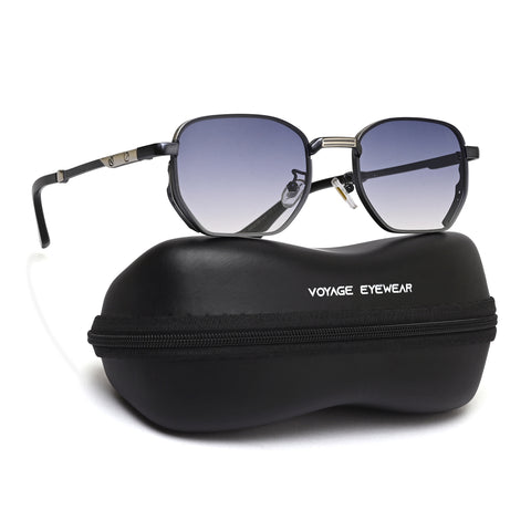 Rectangle Sunglasses for Men & Women (Blue Lens | Blue Frame - MG7844)