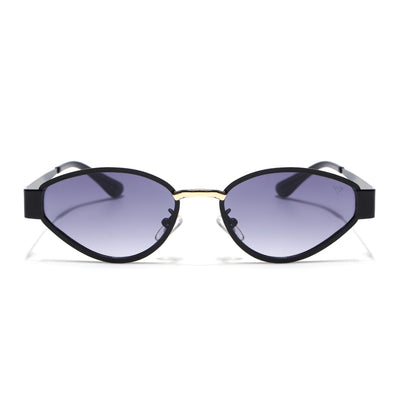 Cateye Sunglasses for Women (Grey & Clear Lens | Black & Golden Frame - MG7544)