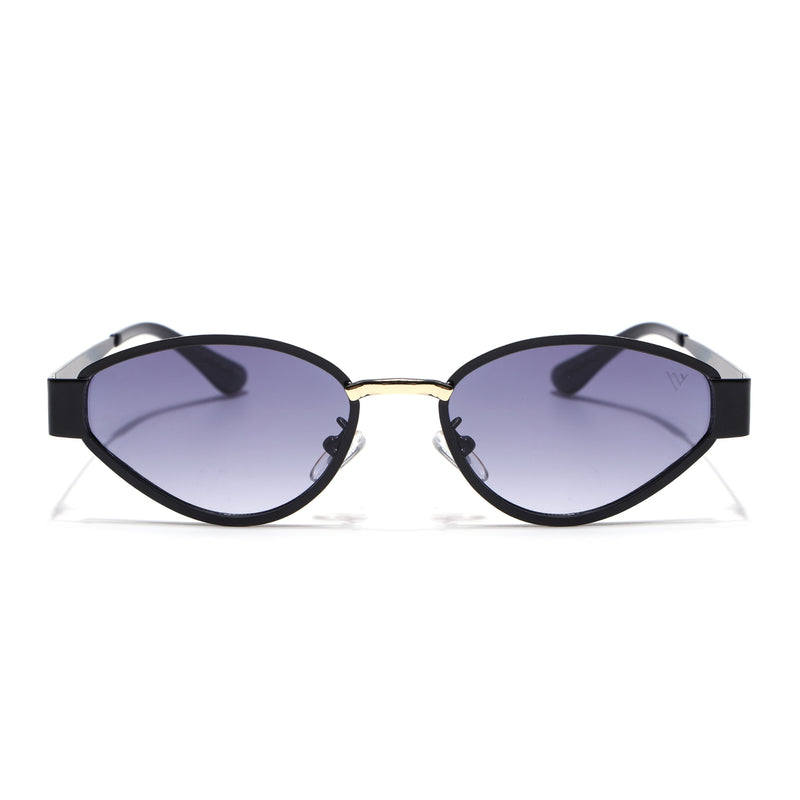 Cateye Sunglasses for Women (Grey & Clear Lens | Black & Golden Frame - MG7544)