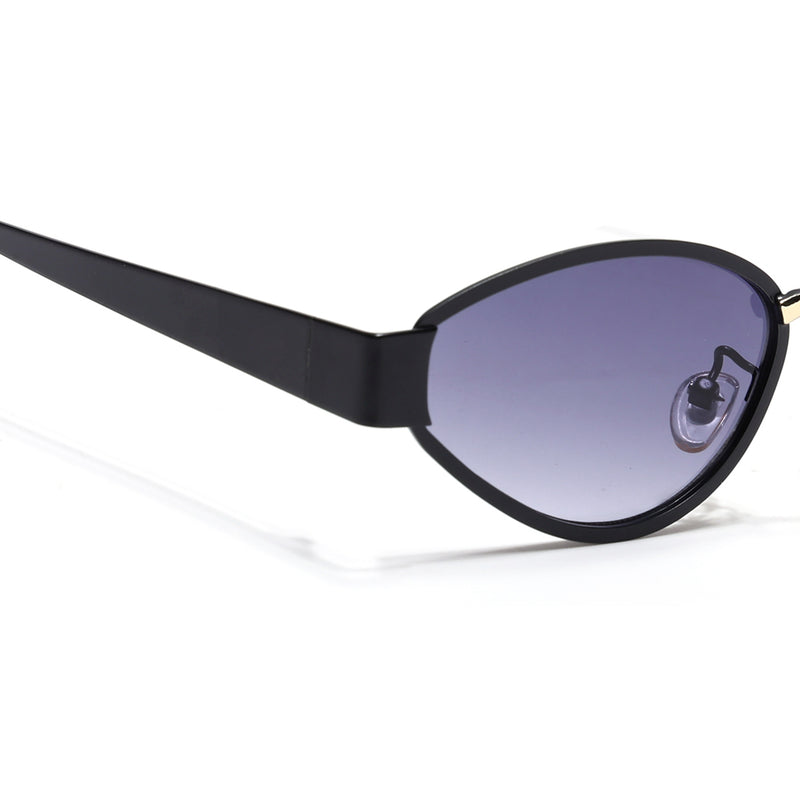 Cateye Sunglasses for Women (Grey & Clear Lens | Black & Golden Frame - MG7544)