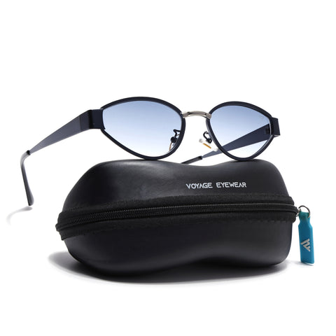 Cateye Sunglasses for Women (Blue & Clear Lens | Blue Frame - MG7545)