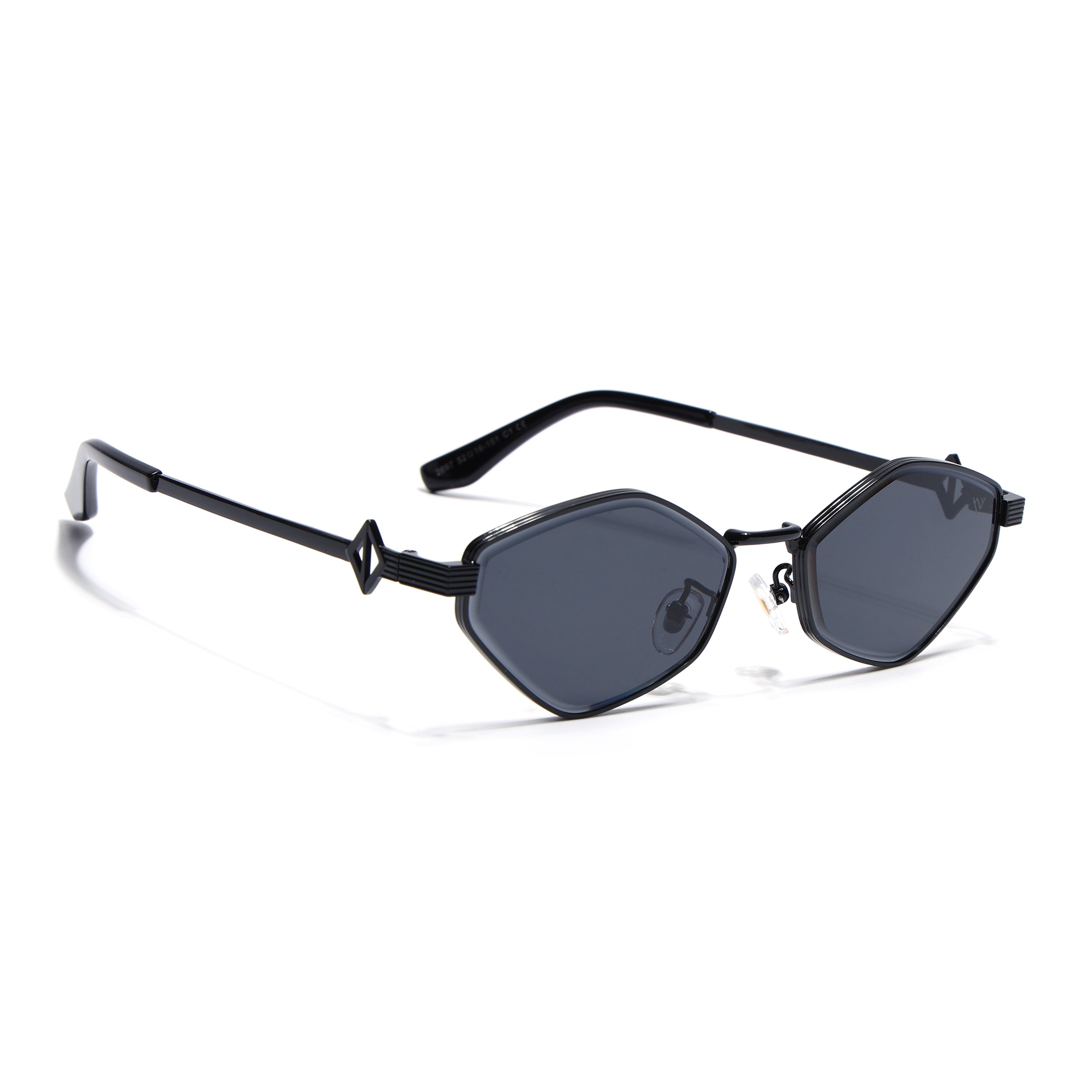 Hexagonal Sunglasses for Men & Women (Black Lens | Black Frame - MG7520)