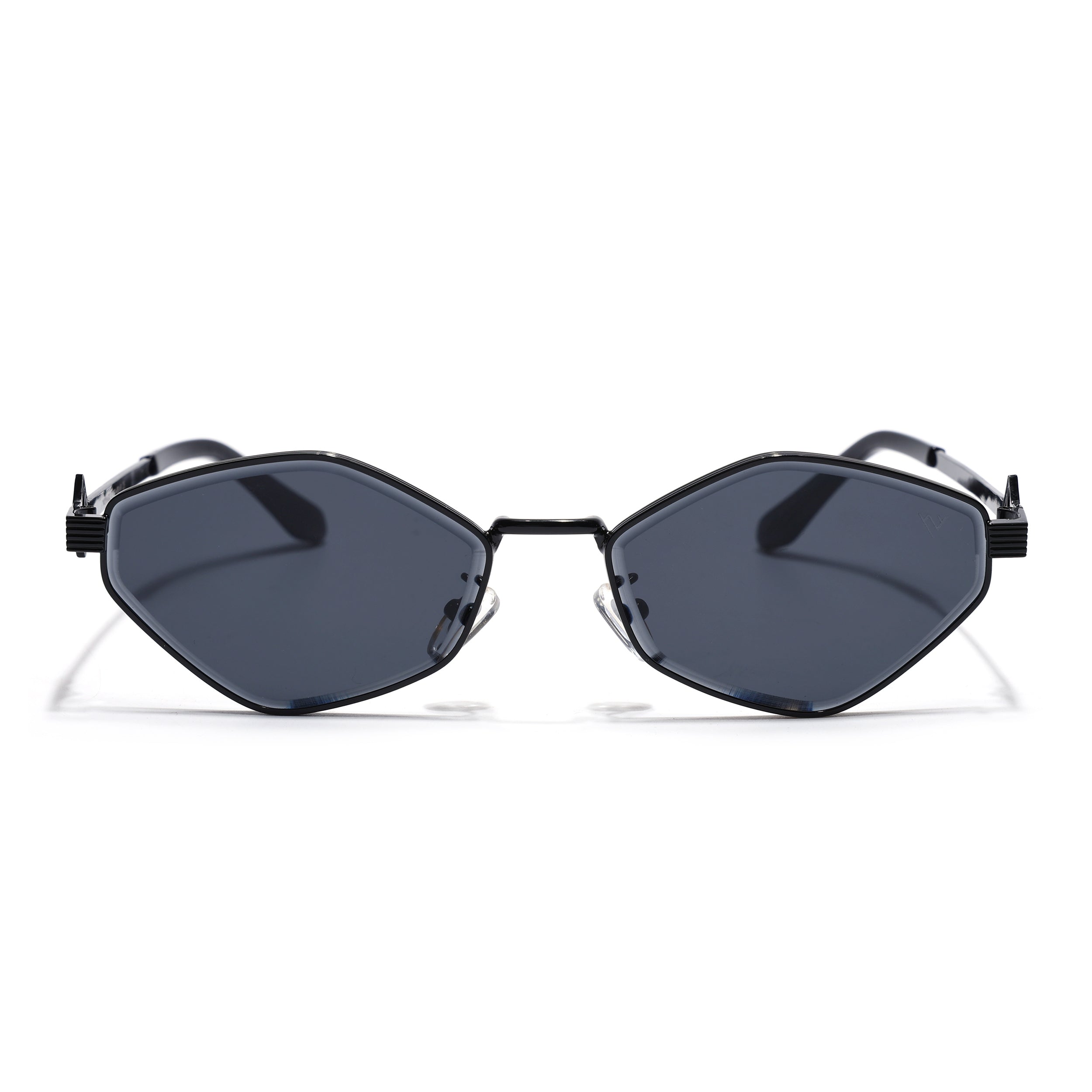 Hexagonal Sunglasses for Men & Women (Black Lens | Black Frame - MG7520)