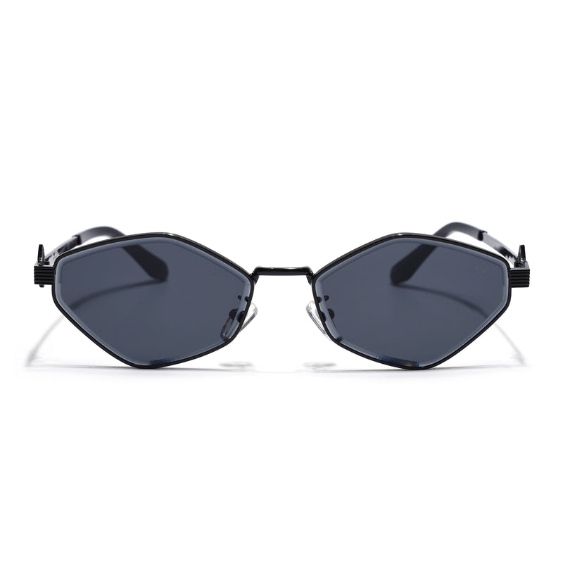 Hexagonal Sunglasses for Men & Women (Black Lens | Black Frame - MG7520)