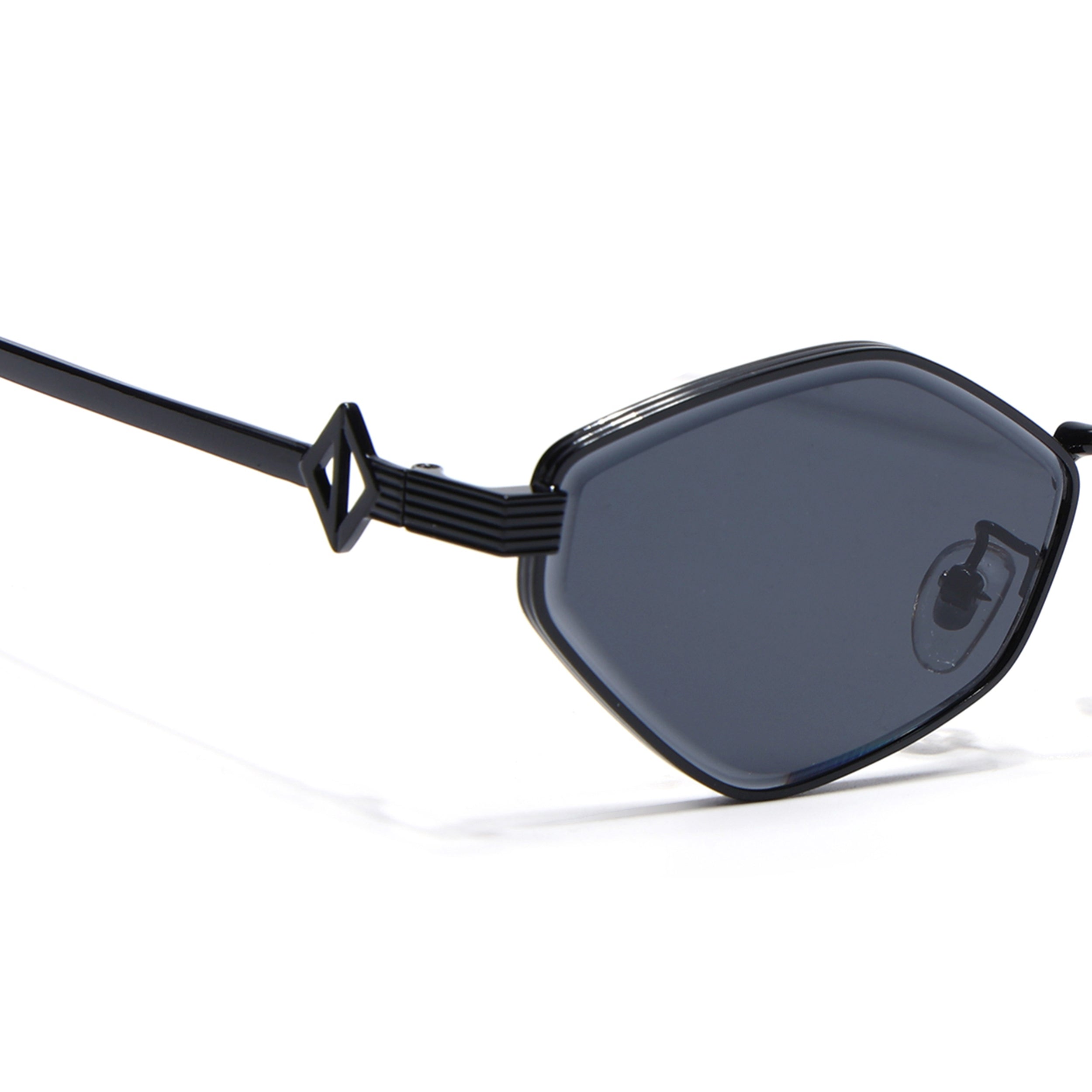 Hexagonal Sunglasses for Men & Women (Black Lens | Black Frame - MG7520)