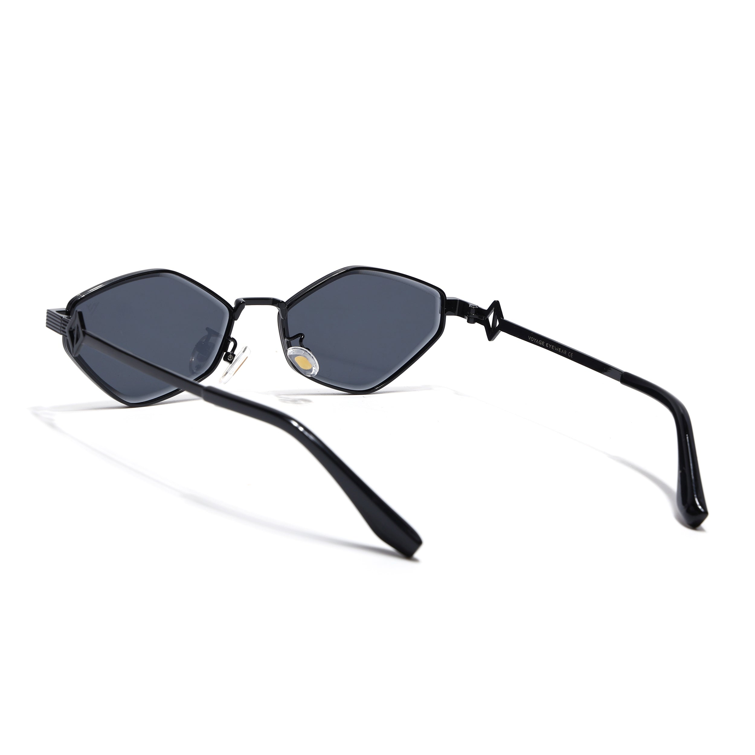 Hexagonal Sunglasses for Men & Women (Black Lens | Black Frame - MG7520)