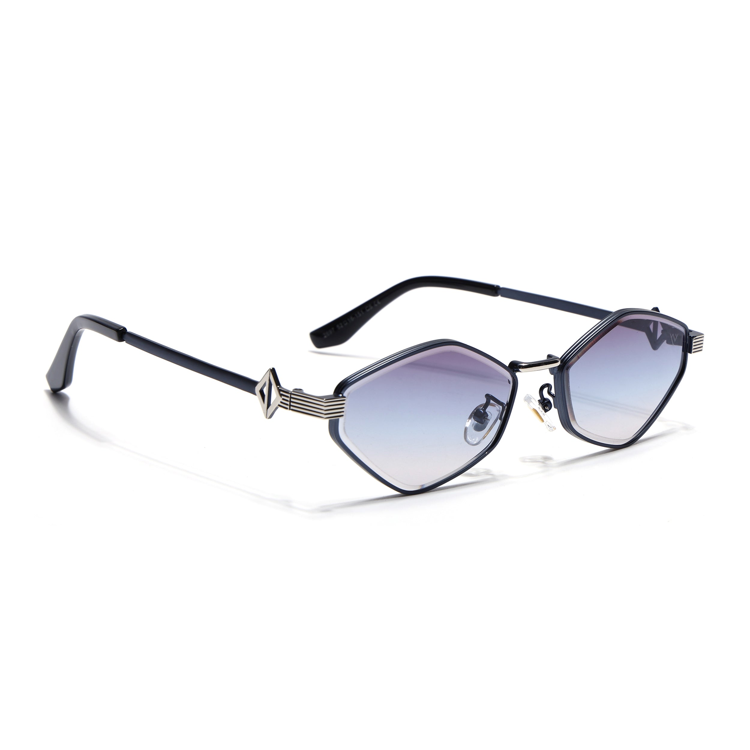Hexagonal Sunglasses for Men & Women (Blue & Clear Lens | Blue & Silver Frame - MG7522)