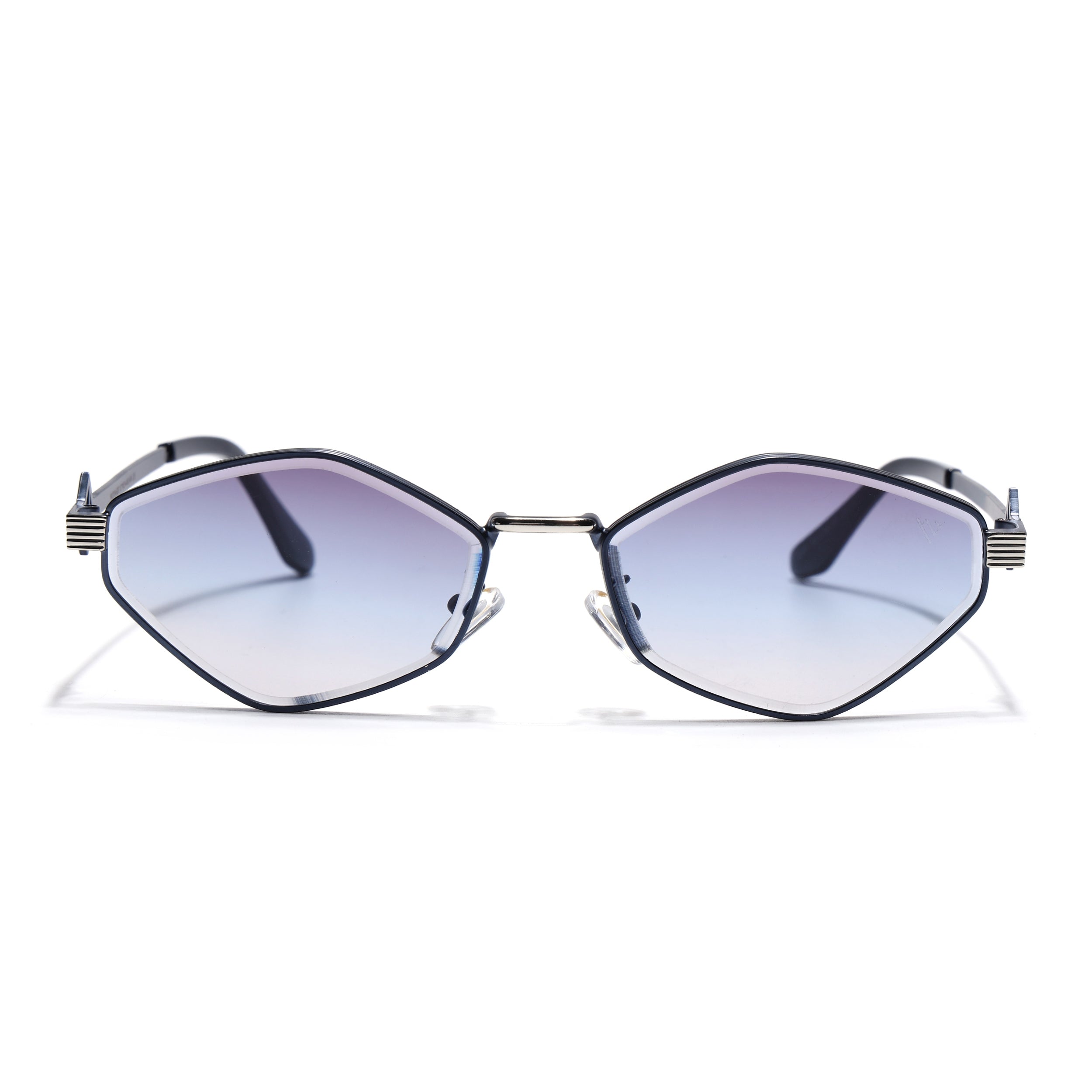 Hexagonal Sunglasses for Men & Women (Blue & Clear Lens | Blue & Silver Frame - MG7522)