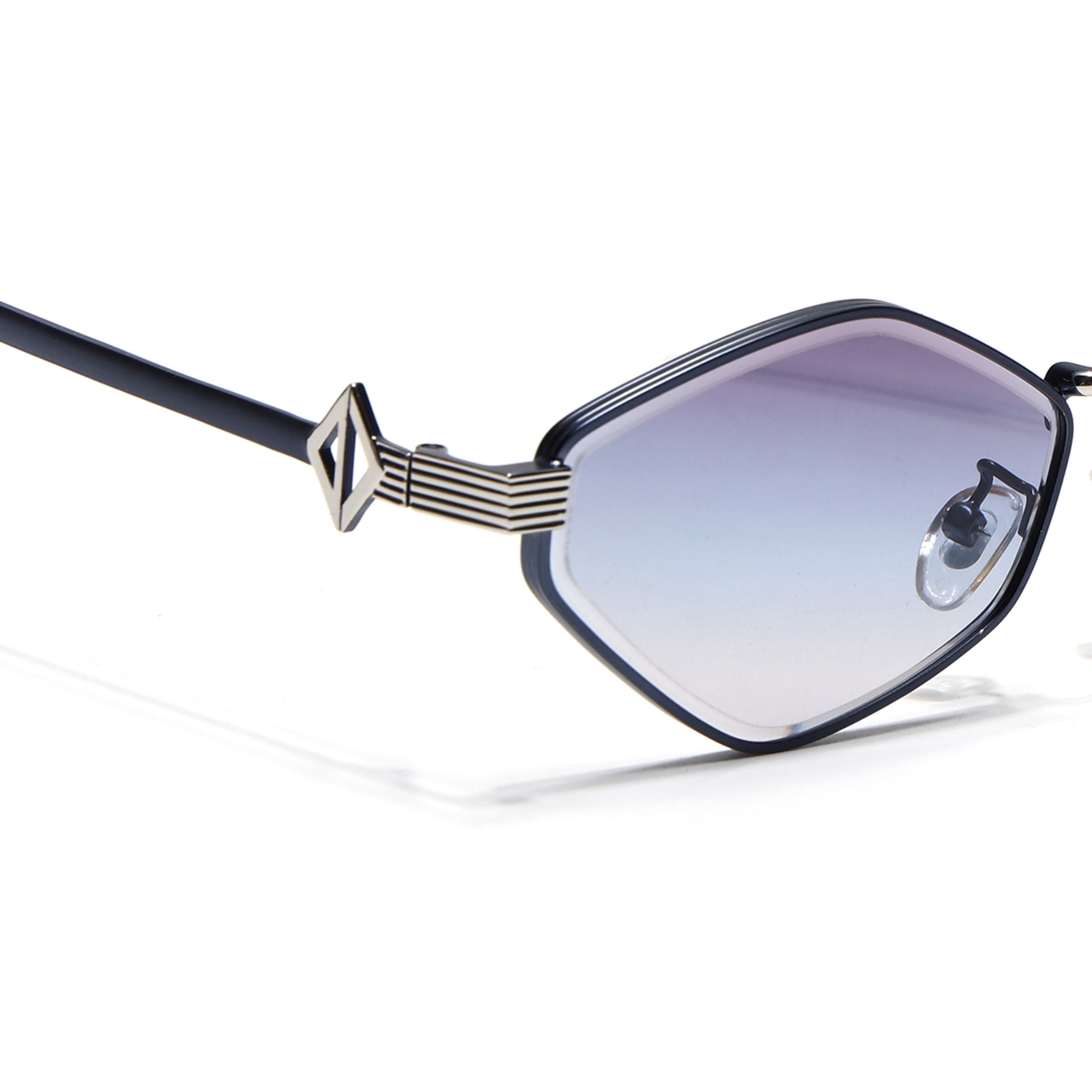 Hexagonal Sunglasses for Men & Women (Blue & Clear Lens | Blue & Silver Frame - MG7522)