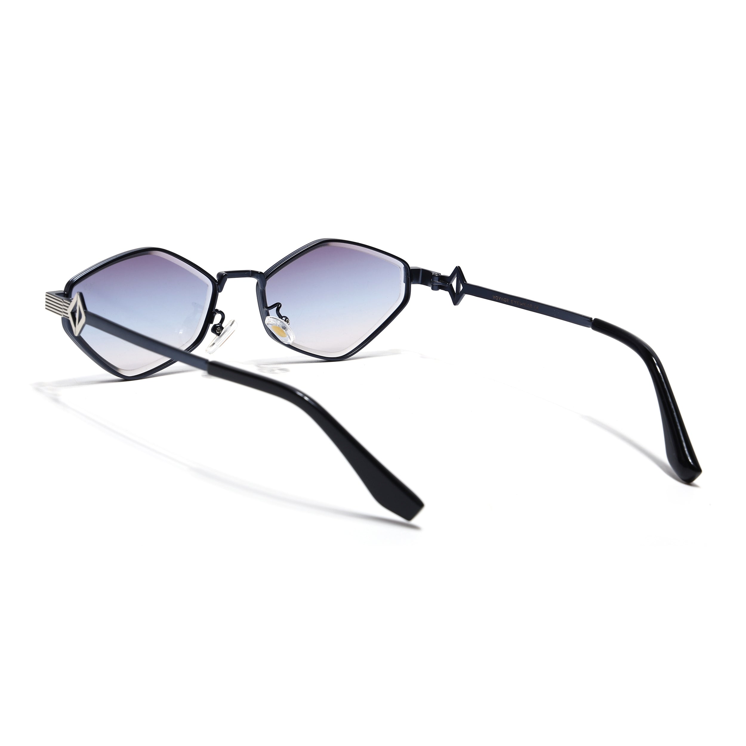 Hexagonal Sunglasses for Men & Women (Blue & Clear Lens | Blue & Silver Frame - MG7522)
