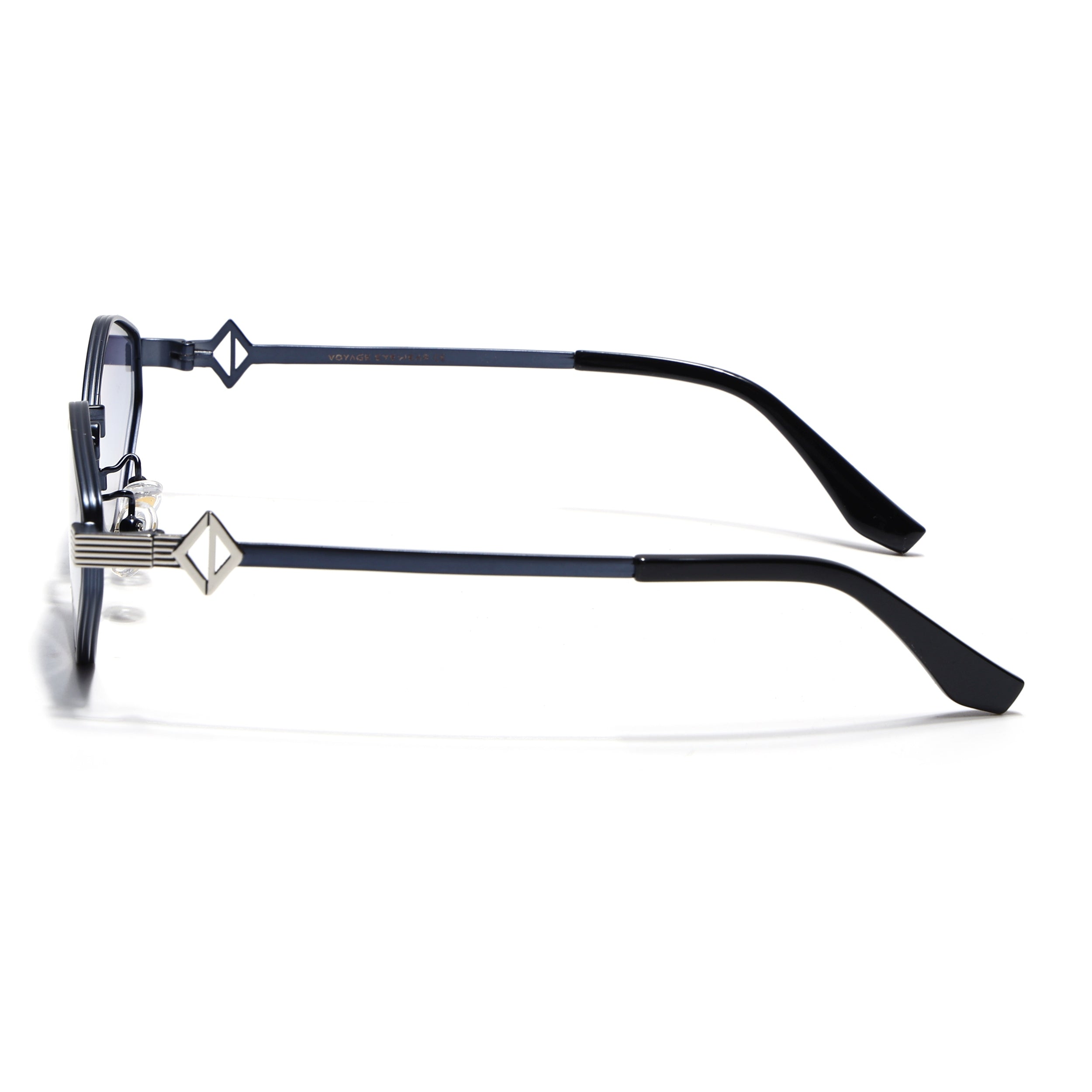 Hexagonal Sunglasses for Men & Women (Blue & Clear Lens | Blue & Silver Frame - MG7522)