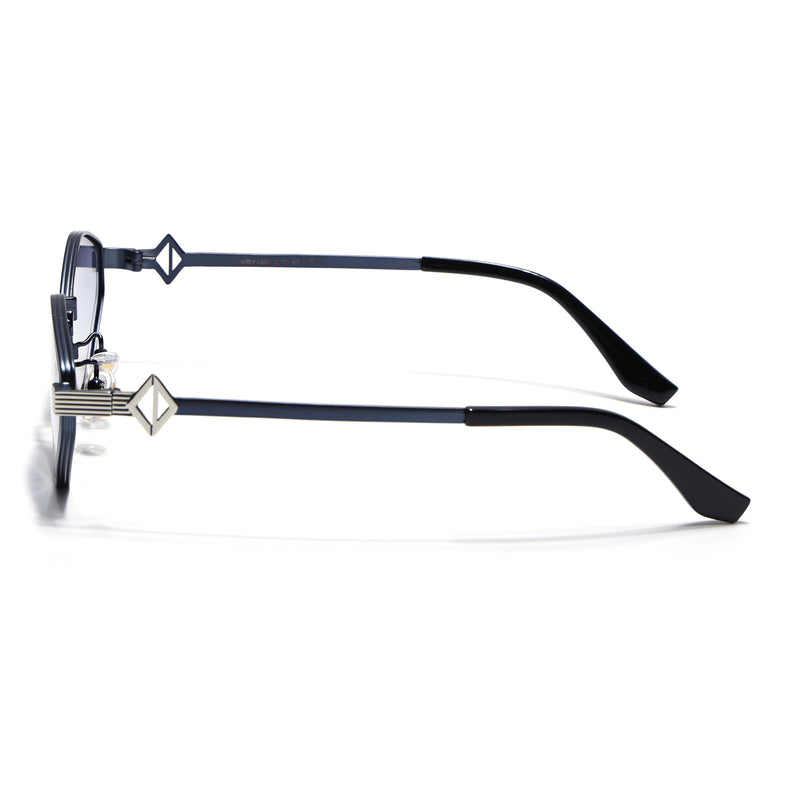 Hexagonal Sunglasses for Men & Women (Blue & Clear Lens | Blue & Silver Frame - MG7522)