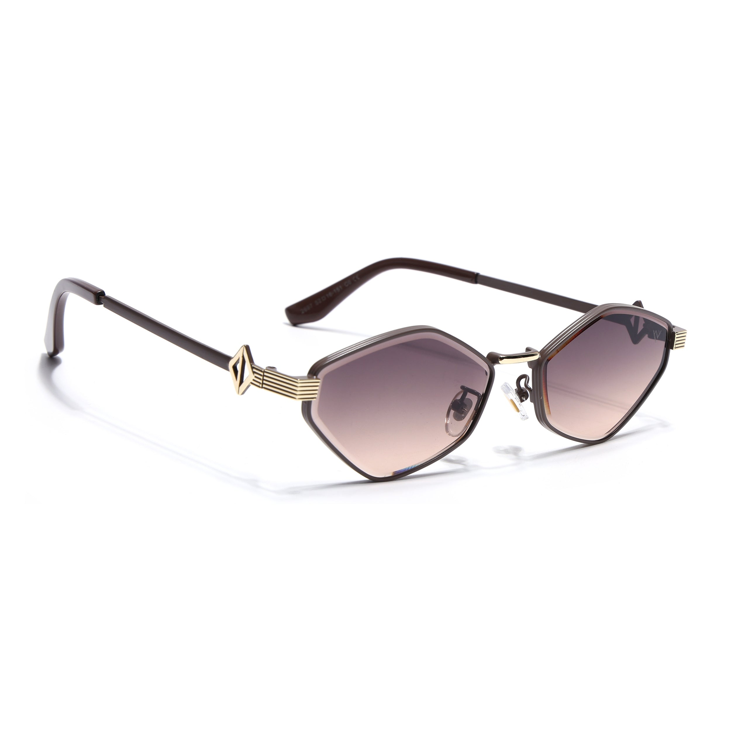 Hexagonal Sunglasses for Men & Women (Brown & Clear Lens | Brown & Golden Frame - MG7523)