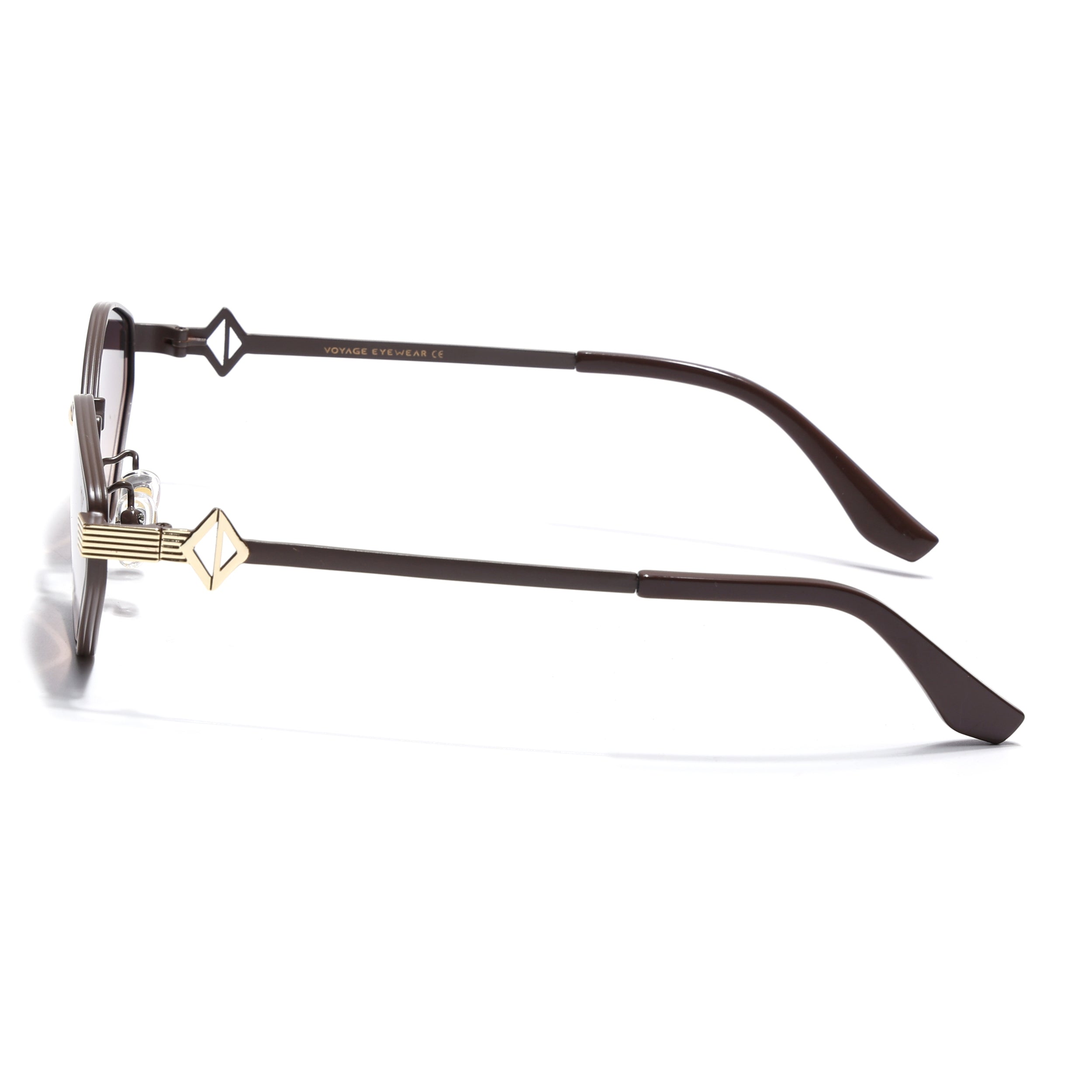Hexagonal Sunglasses for Men & Women (Brown & Clear Lens | Brown & Golden Frame - MG7523)
