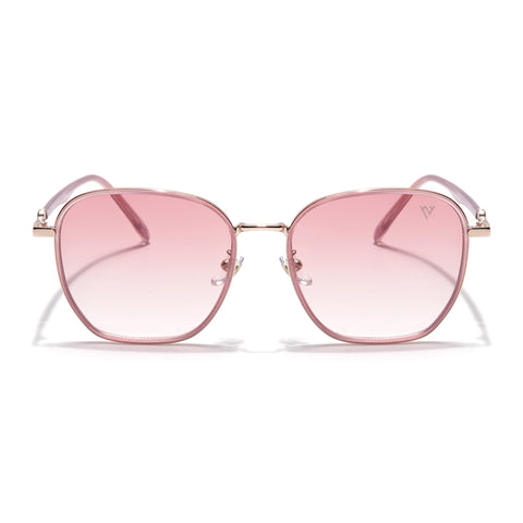 Voyage Select Square Sunglasses for Women (Pink & Clear Lens | Golden & Pink Frame - SLPMG6236)