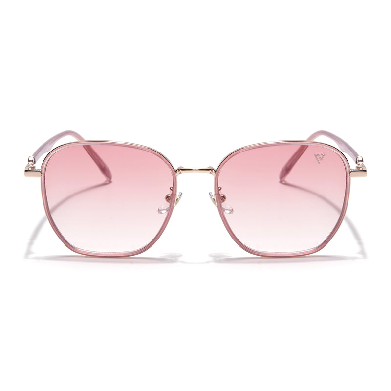 Voyage Select Square Sunglasses for Women (Pink & Clear Lens | Golden & Pink Frame - SLPMG6236)