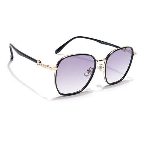 Voyage Select Square Sunglasses for Women (Grey & Clear Lens | Golden & Black Frame - SLPMG6234)