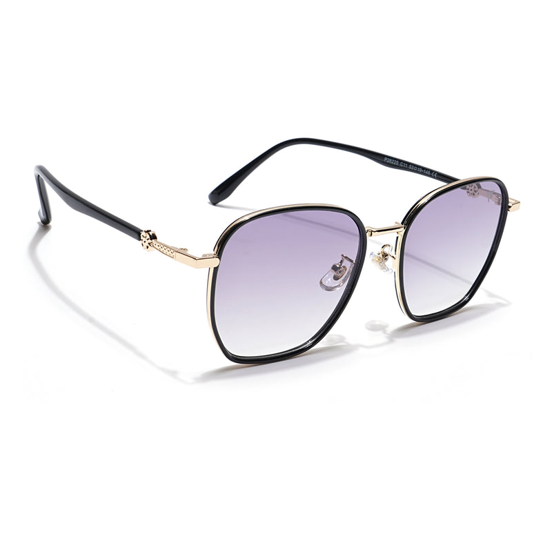 Voyage Select Square Sunglasses for Women (Grey & Clear Lens | Golden & Black Frame - SLPMG6234)