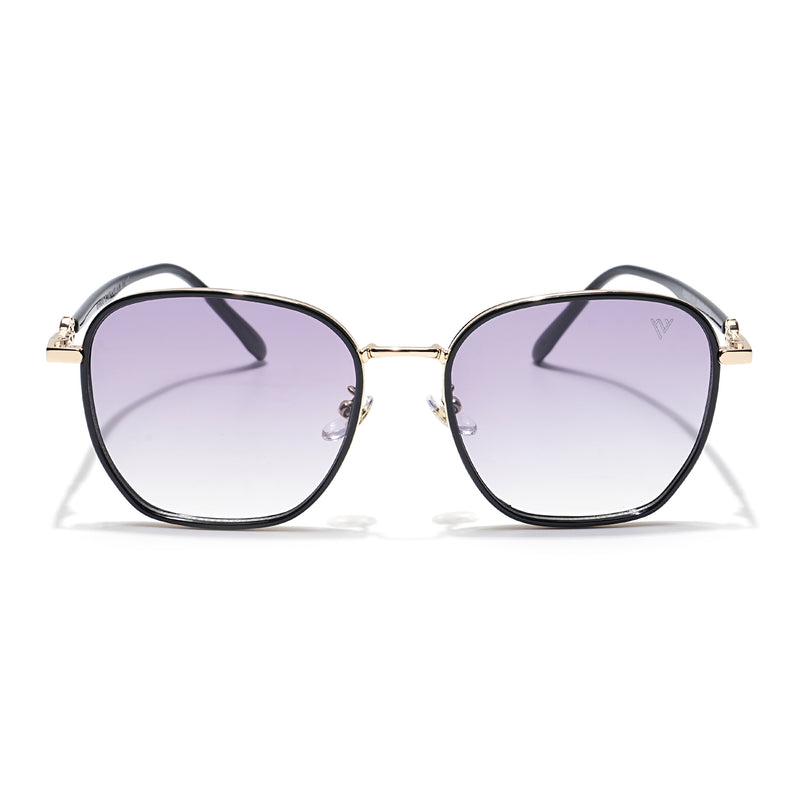 Voyage Select Square Sunglasses for Women (Grey & Clear Lens | Golden & Black Frame - SLPMG6234)