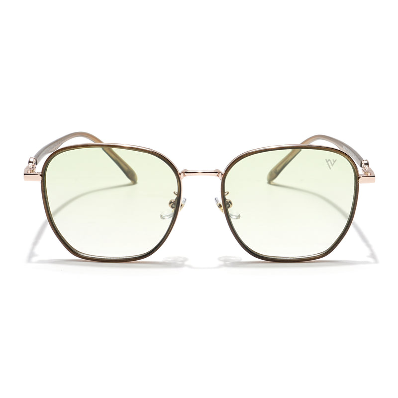 Voyage Select Square Sunglasses for Women (Green & Clear Lens | Golden & Grey Frame - SLPMG6235)