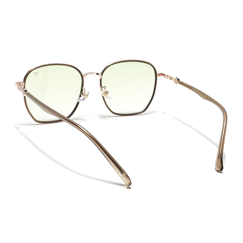 Voyage Select Square Sunglasses for Women (Green & Clear Lens | Golden & Grey Frame - SLPMG6235)