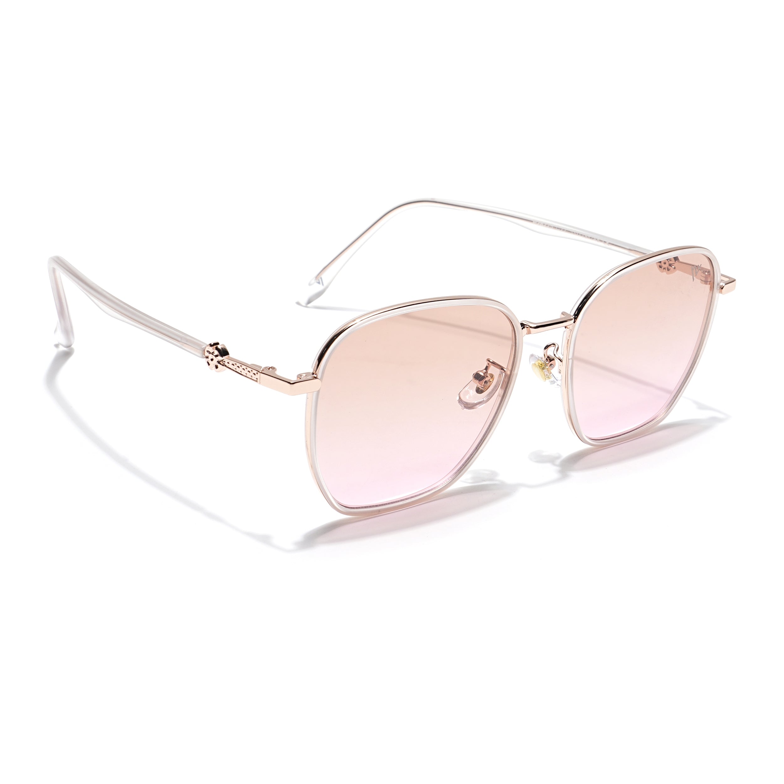 Voyage Select Square Sunglasses for Women (Brown & Clear Lens | Golden & Transparent Frame - SLPMG6237)