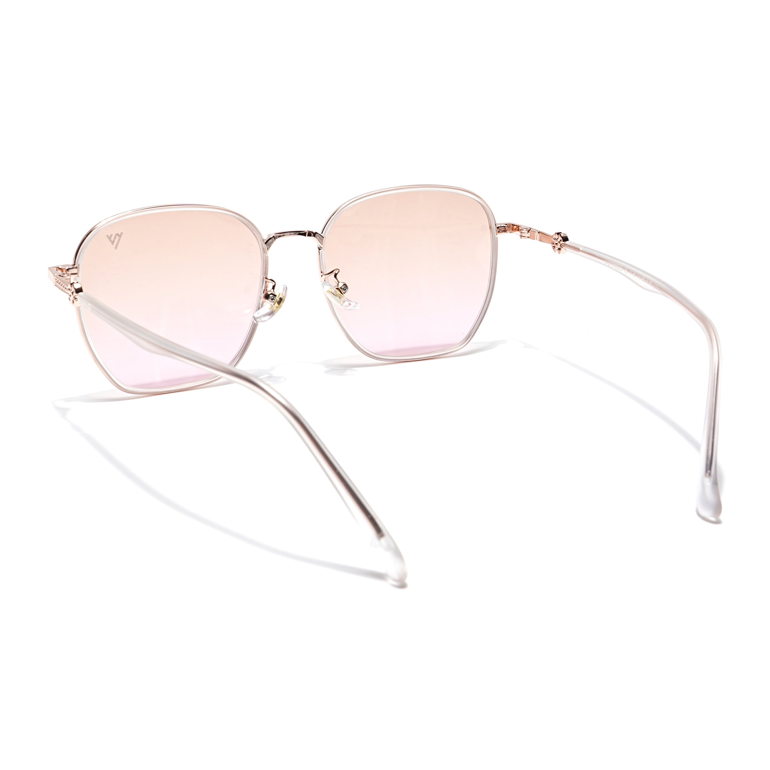 Voyage Select Square Sunglasses for Women (Brown & Clear Lens | Golden & Transparent Frame - SLPMG6237)