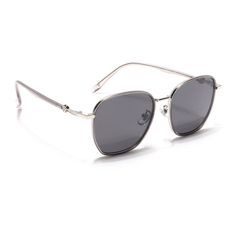 Voyage Select Square Sunglasses for Women (Black Lens | Silver & Black Frame - SLPMG6238)