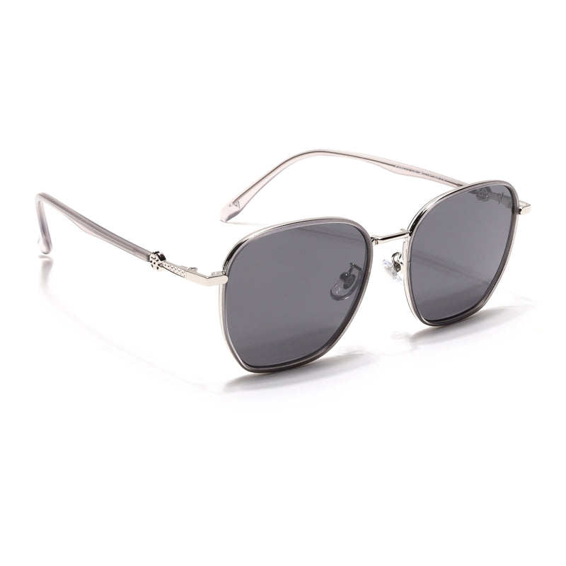Voyage Select Square Sunglasses for Women (Black Lens | Silver & Black Frame - SLPMG6238)