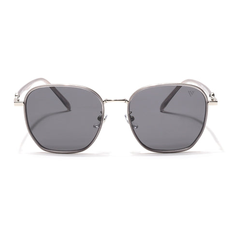 Voyage Select Square Sunglasses for Women (Black Lens | Silver & Black Frame - SLPMG6238)