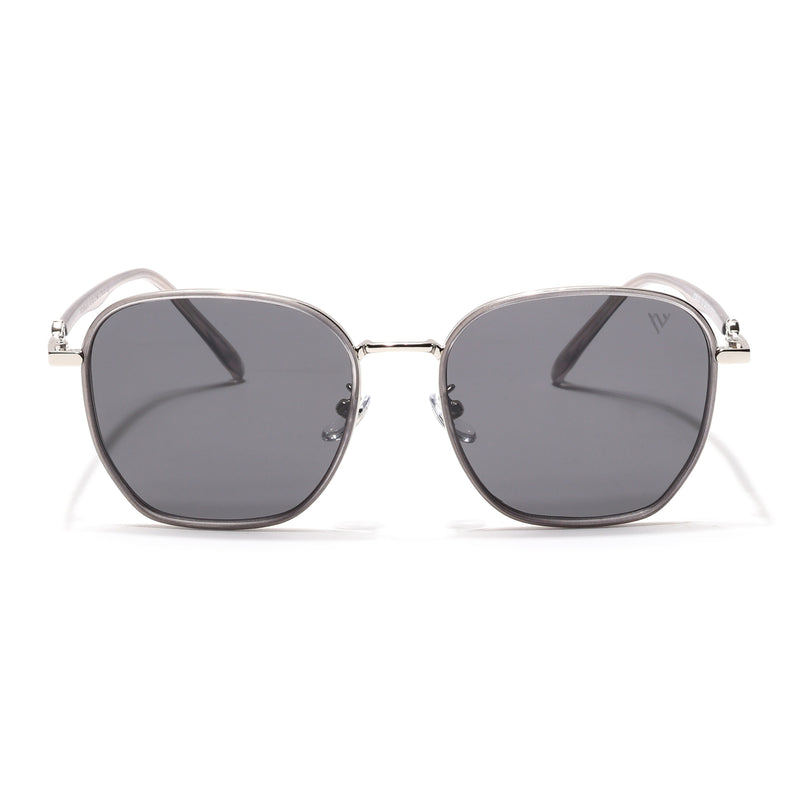 Voyage Select Square Sunglasses for Women (Black Lens | Silver & Black Frame - SLPMG6238)