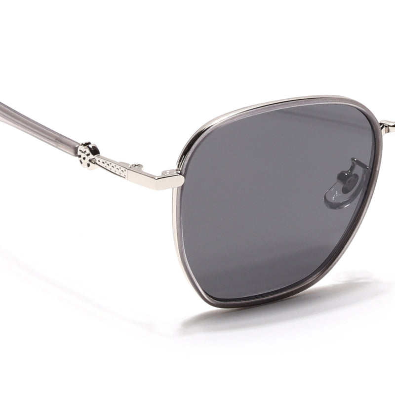 Voyage Select Square Sunglasses for Women (Black Lens | Silver & Black Frame - SLPMG6238)