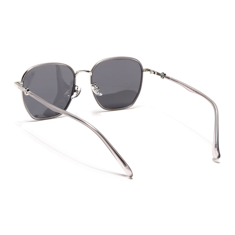 Voyage Select Square Sunglasses for Women (Black Lens | Silver & Black Frame - SLPMG6238)