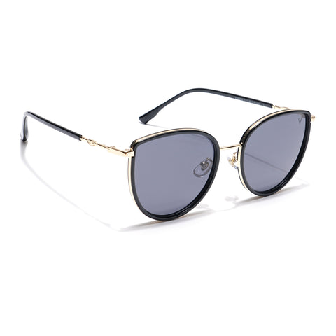 Voyage Select Cateye Sunglasses (Black Lens | Golden & Black Frame - SLPMG6242)