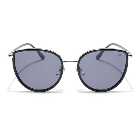 Voyage Select Cateye Sunglasses (Black Lens | Golden & Black Frame - SLPMG6242)