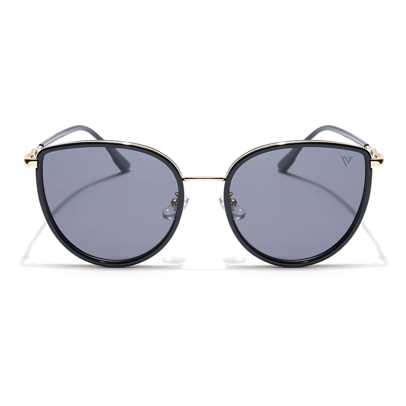 Voyage Select Cateye Sunglasses (Black Lens | Golden & Black Frame - SLPMG6242)