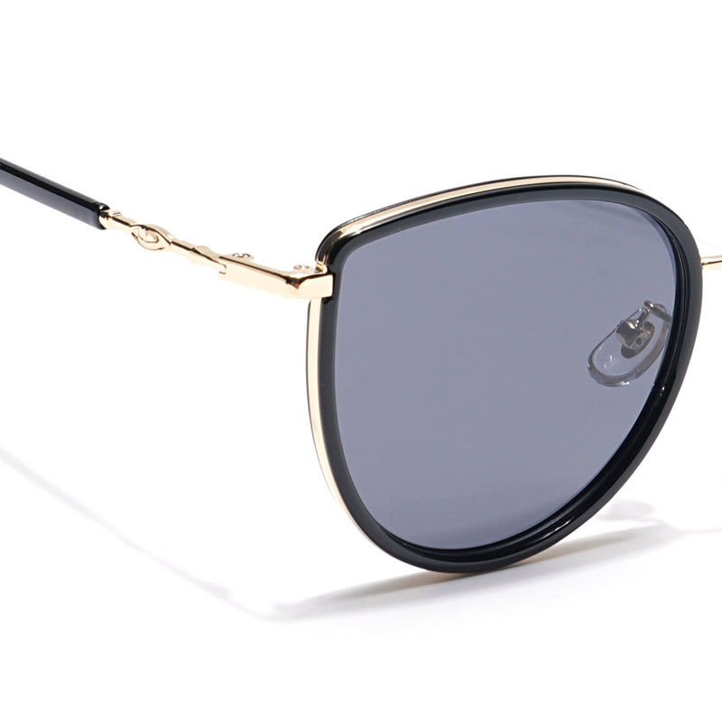 Voyage Select Cateye Sunglasses (Black Lens | Golden & Black Frame - SLPMG6242)