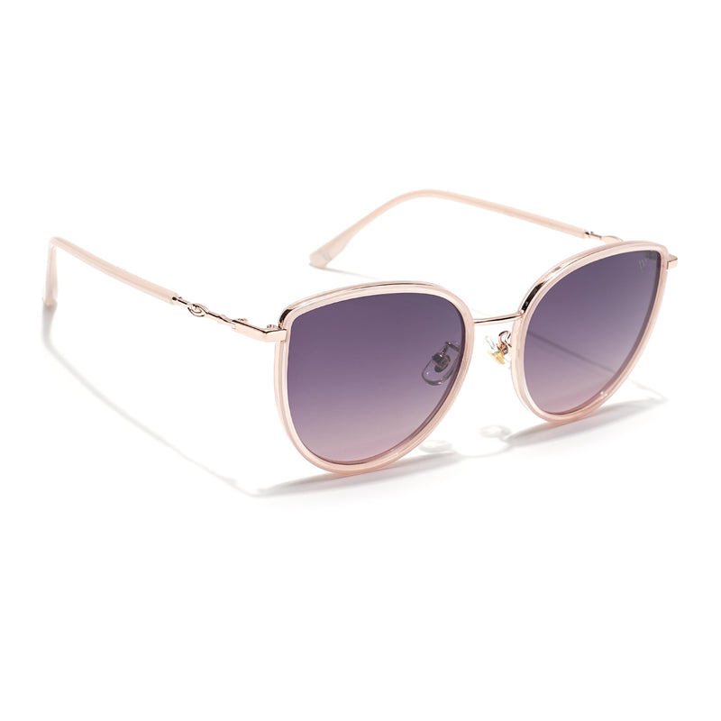 Voyage Select Cateye Sunglasses (Grey & Pink Lens | Golden & Pink Frame - SLPMG6244)