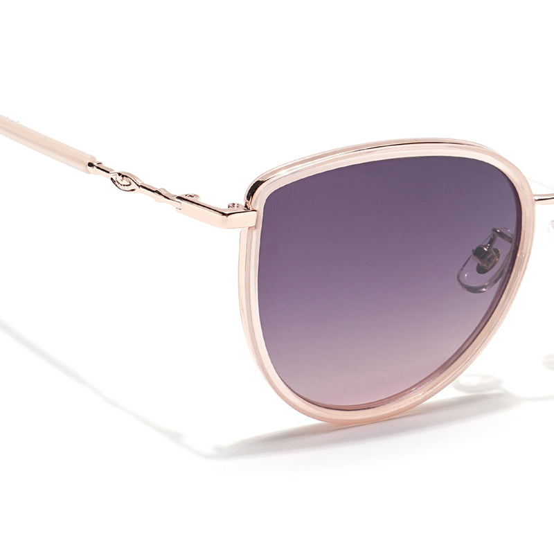 Voyage Select Cateye Sunglasses (Grey & Pink Lens | Golden & Pink Frame - SLPMG6244)