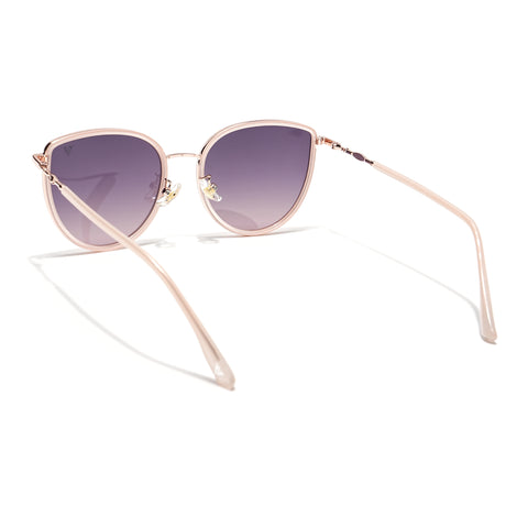 Voyage Select Cateye Sunglasses (Grey & Pink Lens | Golden & Pink Frame - SLPMG6244)