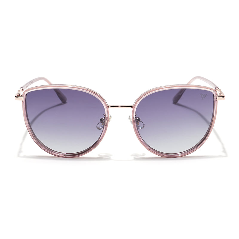 Voyage Select Cateye Sunglasses (Grey & Clear Lens | Golden & Light Purple Frame - SLPMG6245)