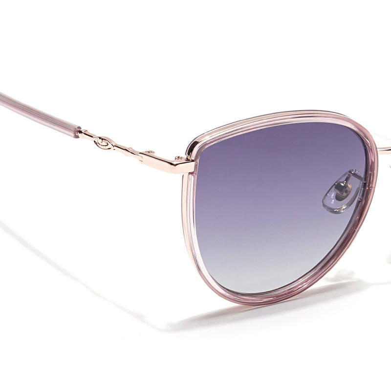 Voyage Select Cateye Sunglasses (Grey & Clear Lens | Golden & Light Purple Frame - SLPMG6245)
