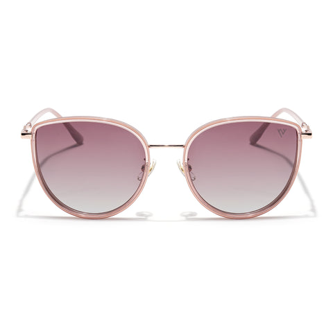 Voyage Select Cateye Sunglasses (Light Pink Lens | Golden & Light Pink Frame - SLPMG6246)
