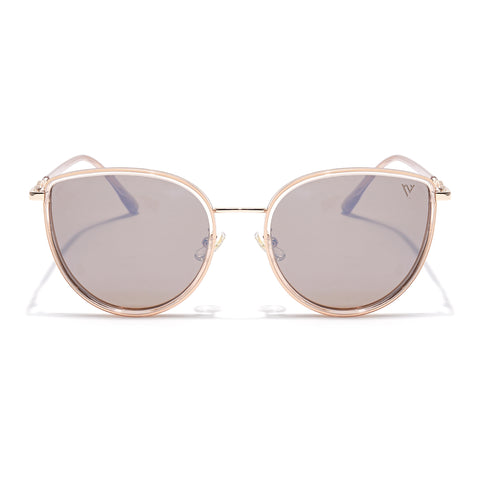 Voyage Select Cateye Sunglasses (Light Brown Lens | Golden & Nude Frame - SLPMG6247)