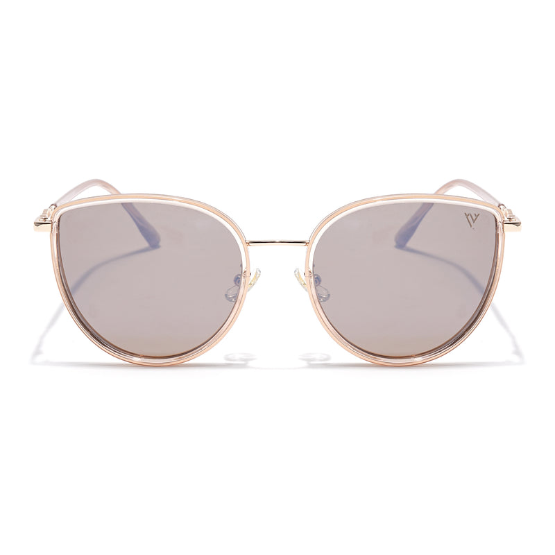 Voyage Select Cateye Sunglasses (Light Brown Lens | Golden & Nude Frame - SLPMG6247)