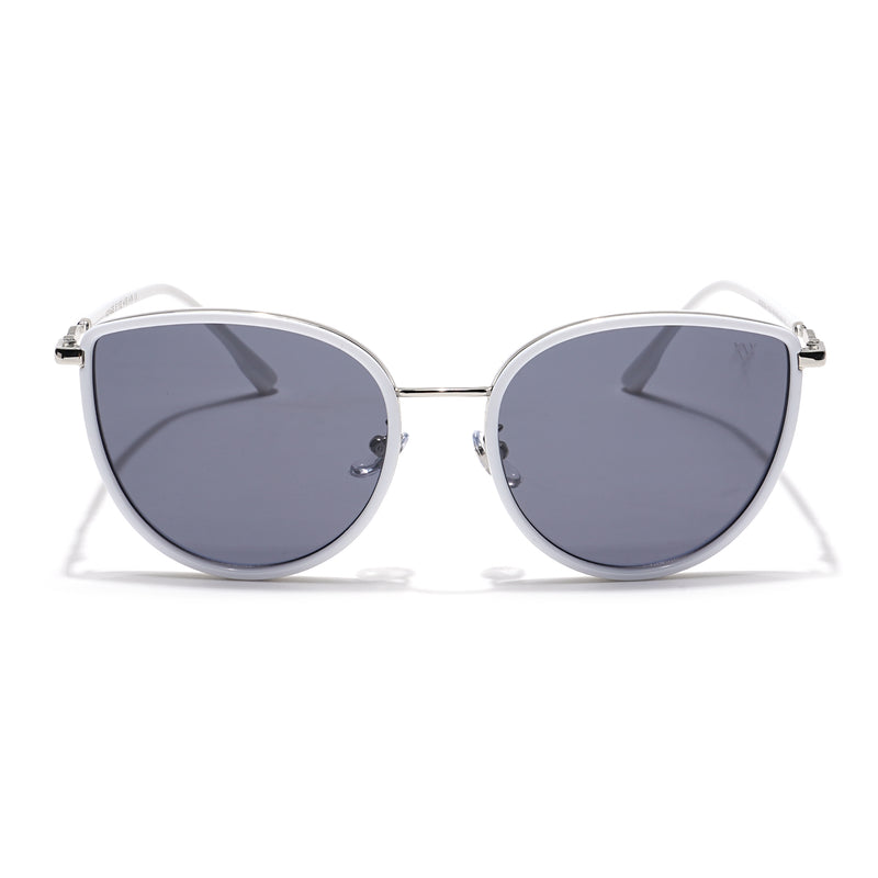 Voyage Select Cateye Sunglasses (Black Lens | Silver & White Frame - SLPMG6249)