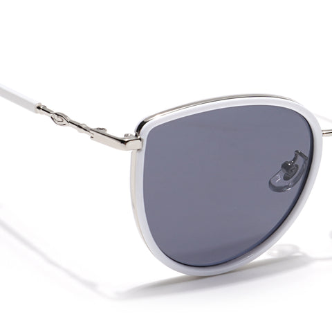 Voyage Select Cateye Sunglasses (Black Lens | Silver & White Frame - SLPMG6249)
