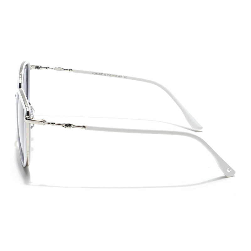 Voyage Select Cateye Sunglasses (Black Lens | Silver & White Frame - SLPMG6249)