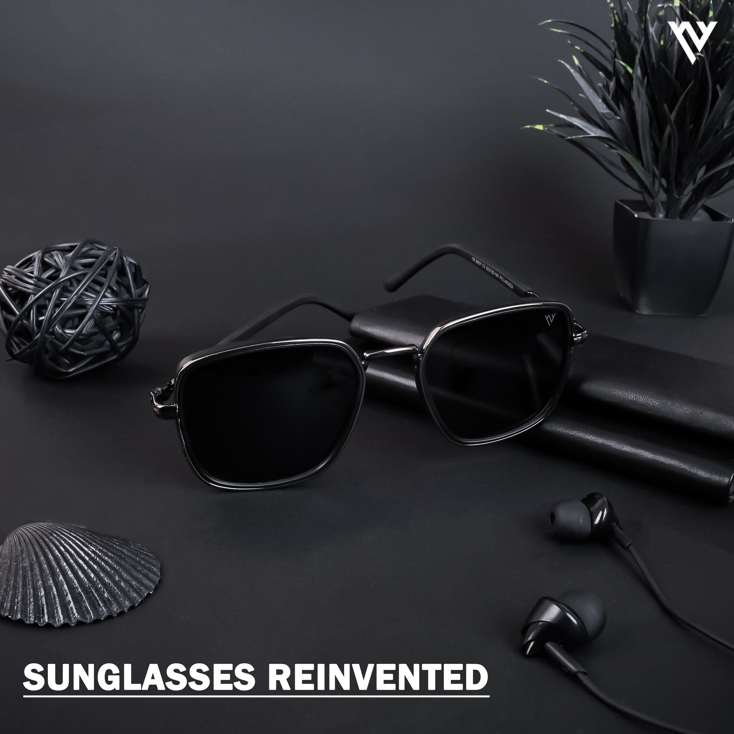 Voyage Exclusive Grey & Black Polarized Square Sunglasses for Men & Women - PMG4436